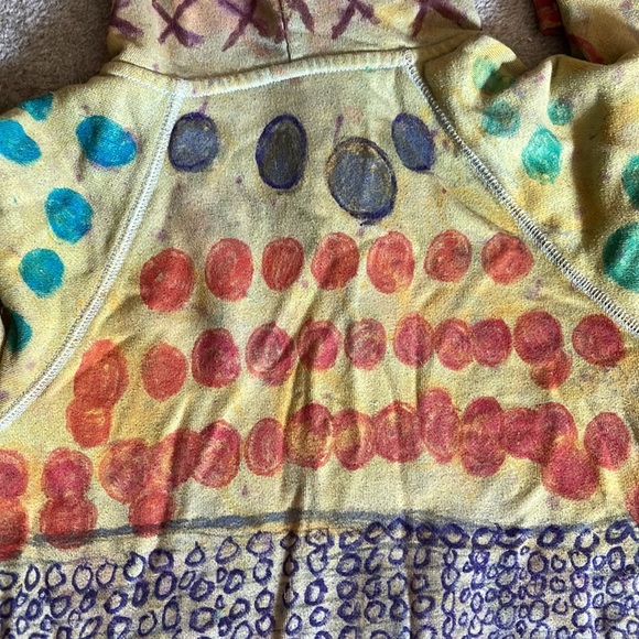 Artsy unique hand painted Cotton hoodie size S - Picture 3 of 7